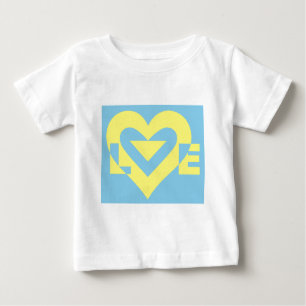 T-shirt Pour Bébé Aimer jaune sur bleu