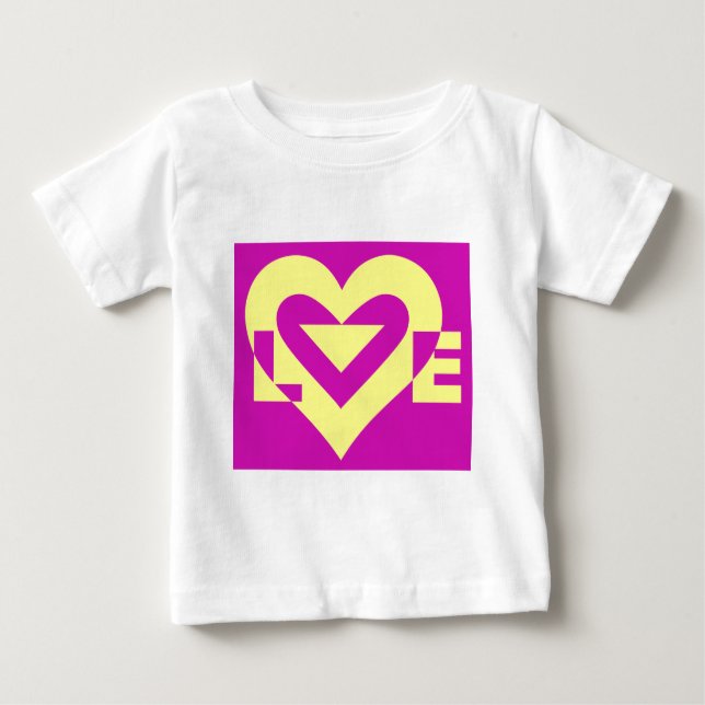 T-shirt Pour Bébé Aimer Jaune sur violet (Devant)
