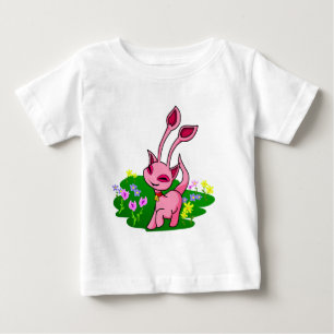 T-shirt Pour Bébé Aisha rose caracolant par des fleurs
