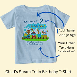 T-shirt Pour Bébé Ajouter un nom Age Changer tout Texte Train à vape