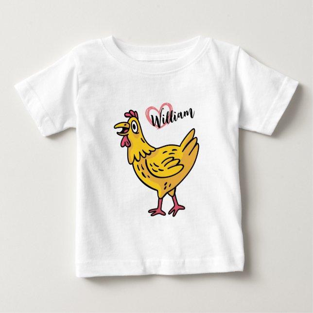 T-shirt Pour Bébé Ajouter un nom aux poulets Anniversaire Cadeau, ch (Devant)