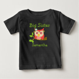 T-shirt Pour Bébé Ajouter un nom Chouette personnalisée Grande Soeur