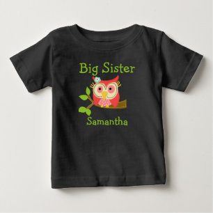 T-shirt Pour Bébé Ajouter un nom Chouette personnalisée Grande Soeur