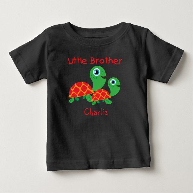 T-shirt Pour Bébé Ajouter un nom Tortues Customisées Petit frère (Devant)