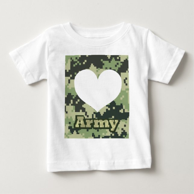 T-shirt Pour Bébé Ajoutez votre propre coeur d'armée de photo (Devant)