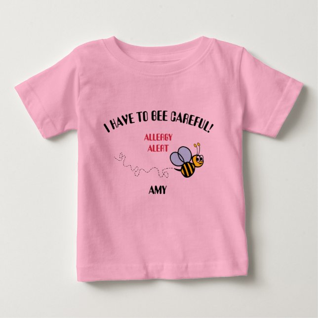 T-shirt Pour Bébé Alerte d'allergie alimentaire Bumble Bee Shirt (Devant)