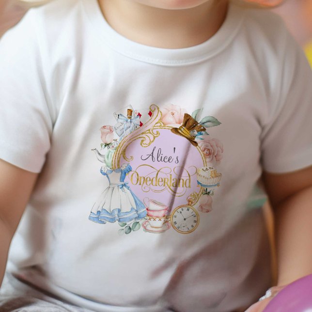 T-shirt Pour Bébé Alice à Onederland, Fille 1er anniversaire Bébé T- (Purple, Alice Onederland, Girl 1st birthday party.)