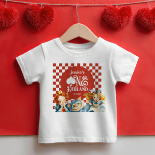 T-shirt Pour Bébé Alice au pays des ONE rêves 1er anniversaire Nom F