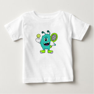 T-shirt Pour Bébé Alien à Tennis avec raquette de tennis