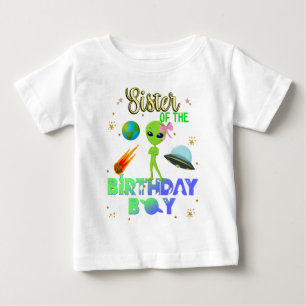 T-shirt Pour Bébé Alien Anniversaire Boy Party Thème Spacship Soeur 