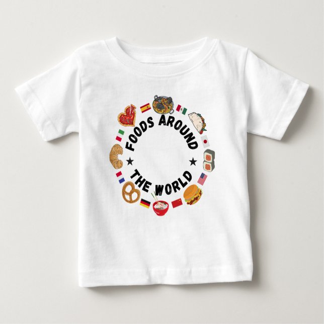 T-shirt Pour Bébé Aliments dans le monde (Devant)