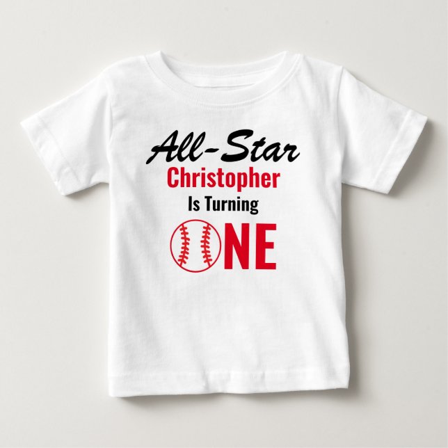 T-shirt Pour Bébé All Star Baseball 1er anniversaire (Devant)