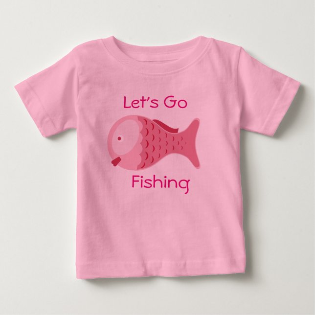 T-shirt Pour Bébé Allons pêcher Pink Baby one Piece Tee (Devant)