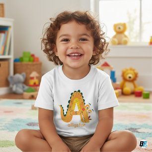 T-shirt Pour Bébé Alphabet animal A pour l'alligator