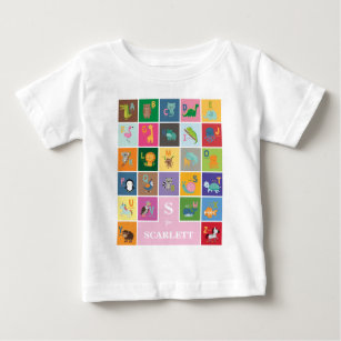 T-shirt Pour Bébé Alphabet animal de petite fille adoré personnalisé