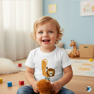 T-shirt Pour Bébé Alphabet animal L pour le lion