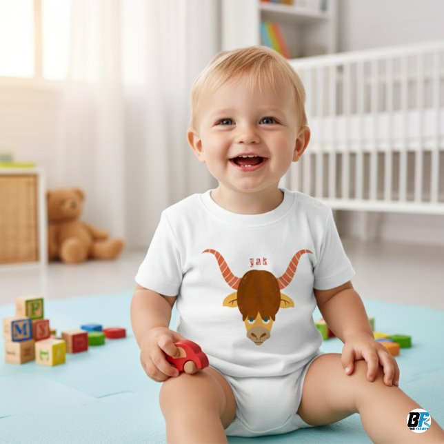 T-shirt Pour Bébé Alphabet animal Y pour le yak (Créateur téléchargé)