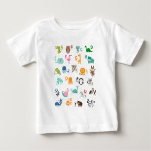 T-shirt Pour Bébé Alphabet de doodle animal
