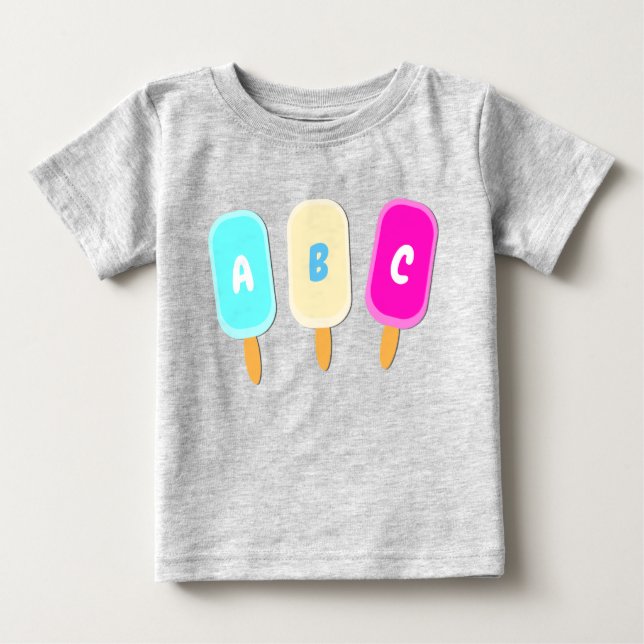 T-shirt Pour Bébé Alphabet de la crème glacée estivale (Devant)