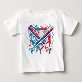 T-shirt Pour Bébé American Baseball Drip Graffiti Ball and Bat