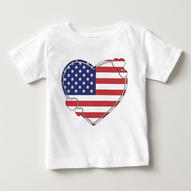 T-shirt Pour Bébé American Flag Heart (Devant)