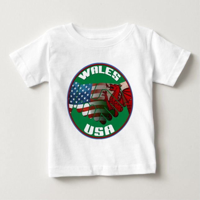 T-shirt Pour Bébé Amitié du Pays de Galles Etats-Unis (Devant)