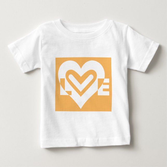 T-shirt Pour Bébé Amour blanc et orange (Devant)