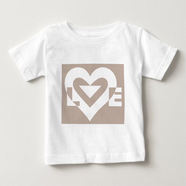 T-shirt Pour Bébé Amour blanc sur gris (Devant)