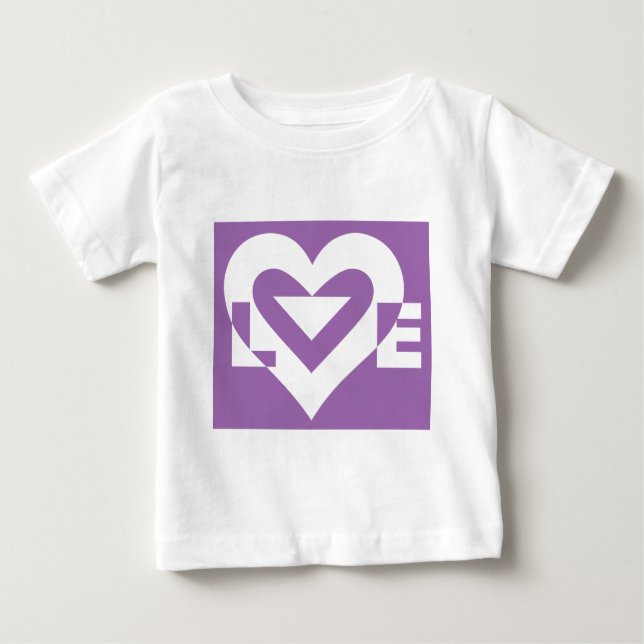 T-shirt Pour Bébé Amour blanc sur violet (Devant)