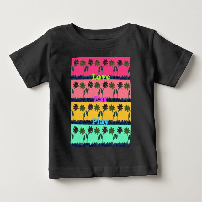T-shirt Pour Bébé Amour Manger Jouer Impression d'art (Devant)