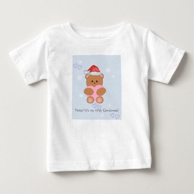 T-shirt Pour Bébé Amour ours en peluche de Noël (Devant)