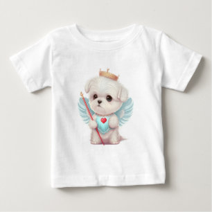 T-shirt Pour Bébé Amour paradisiaque : Chien maltais mignon