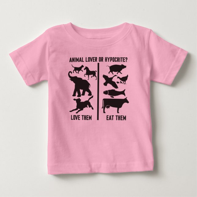 T-shirt Pour Bébé Amoureux des animaux ou hypocrite ? (Devant)