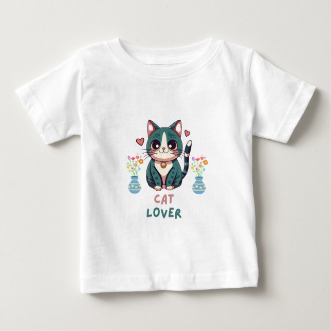 T-shirt Pour Bébé Amoureux des chats (Devant)