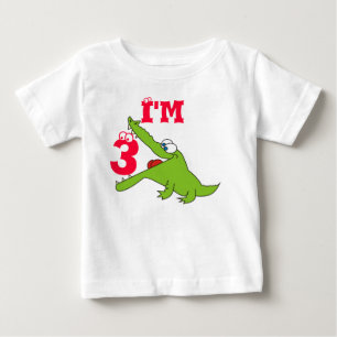T-shirt Pour Bébé Amusant Alligator 3ème anniversaire T Chemise, Che