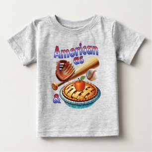 T-shirt Pour Bébé Amusant américain comme Baseball & Pomme Pie