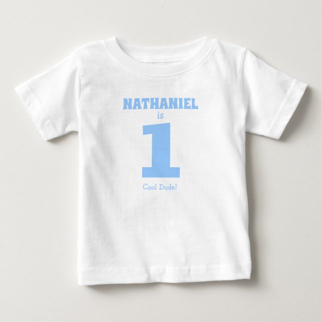 T-shirt Pour Bébé Amusant bébé garçon premier anniversaire avec nom (Devant)