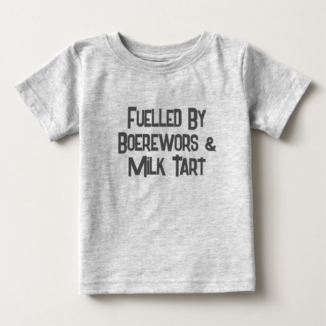 T-shirt Pour Bébé Amusant Sud-Africain Alimenté Par Boerwors (Devant)