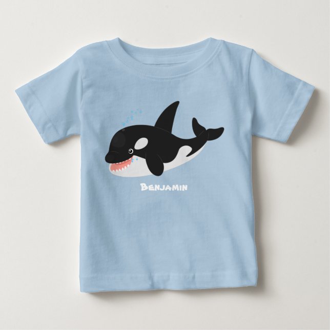T-shirt Pour Bébé Amusante baleine orque mignonne dessin animé (Devant)