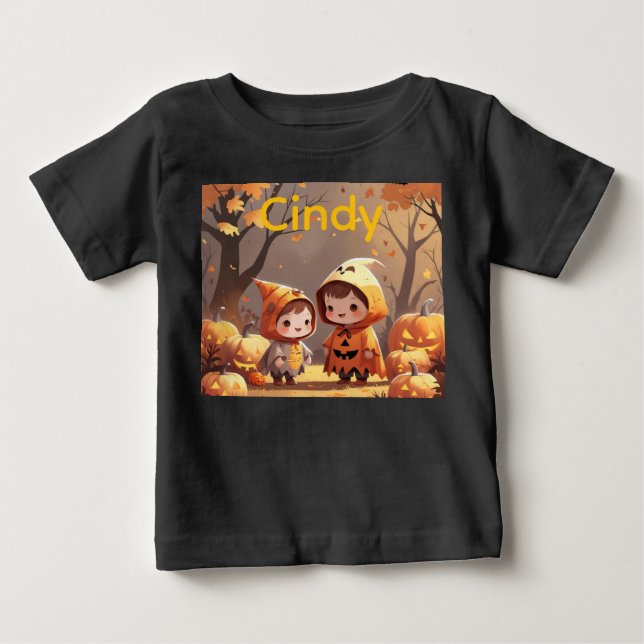 T-shirt Pour Bébé Amusement d'automne avec un ami (Devant)