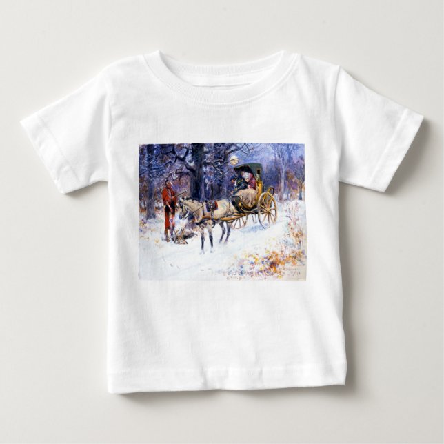 T-shirt Pour Bébé Ancien Noël en Nouvelle-Angleterre (par Charles Ru (Devant)