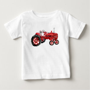T-shirt Pour Bébé Ancien tracteur rouge