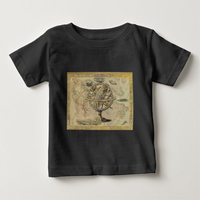 T-shirt Pour Bébé Ancienne carte boussole de l'Amérique britannique  (Devant)