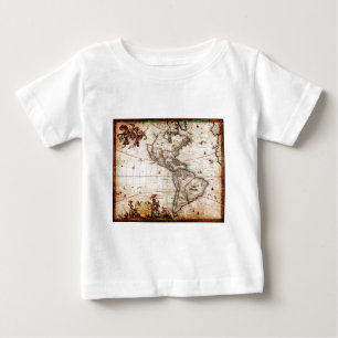 T-shirt Pour Bébé Ancienne carte du continent américain