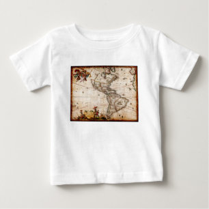 T-shirt Pour Bébé Ancienne carte du continent américain