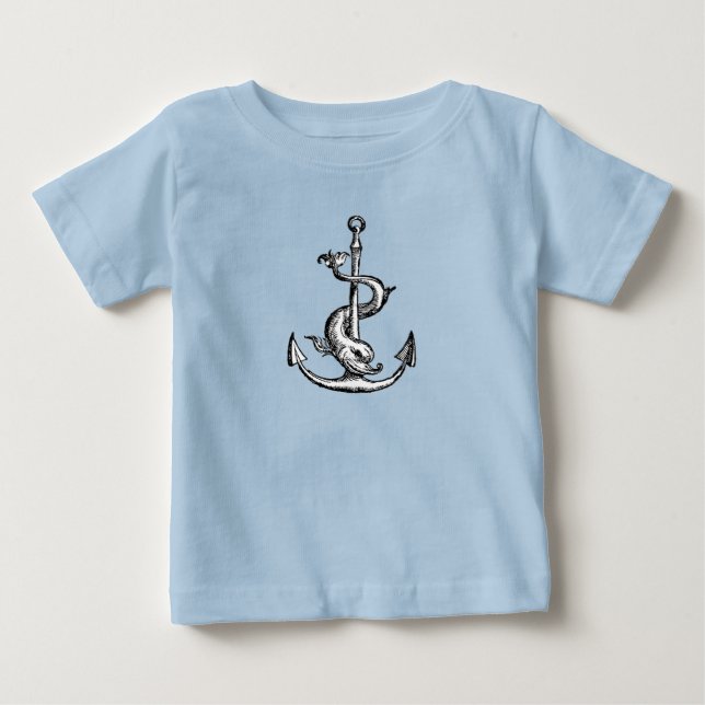 T-shirt Pour Bébé Ancre et dauphin - Festina Lente (Devant)