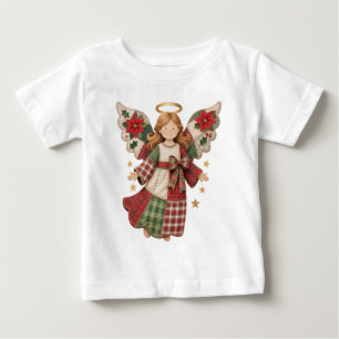 T-shirt Pour Bébé Ange de Noël avec des étoiles dorées