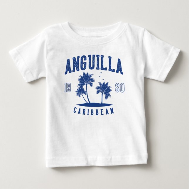 T-shirt Pour Bébé Anguilla Caribbean Palm Tree 1980 (Devant)