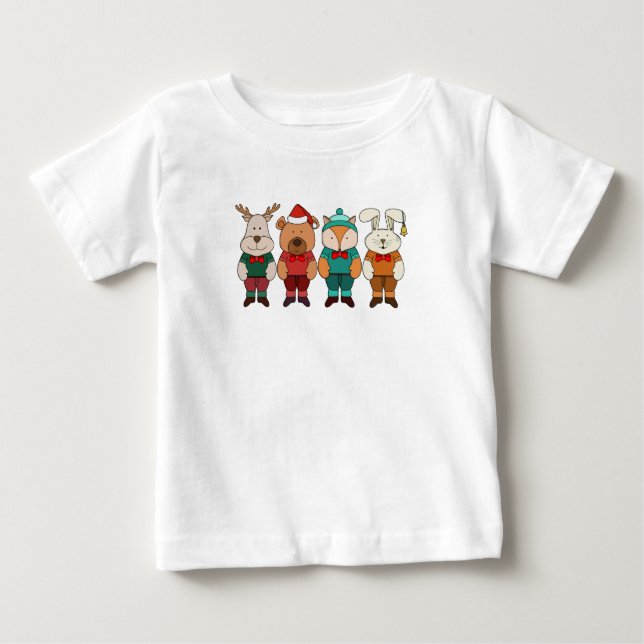 T-shirt Pour Bébé Animaux adorables prêts pour l'hiver (Devant)