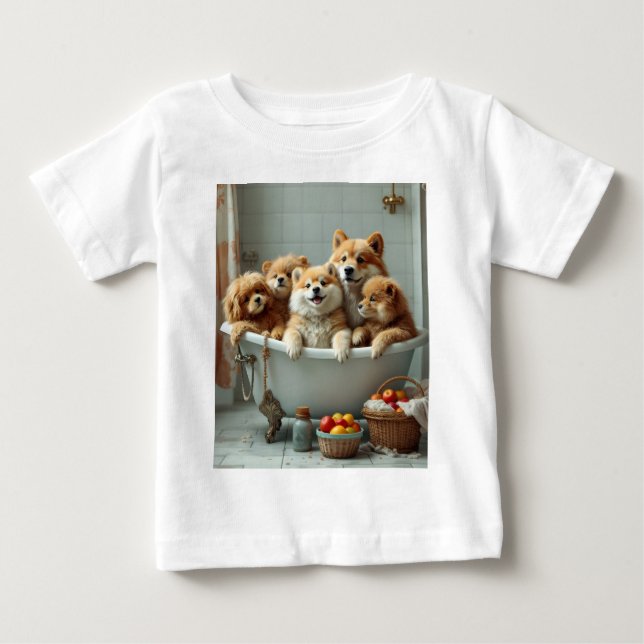 T-shirt Pour Bébé Animaux amusants dans la baignoire (Devant)